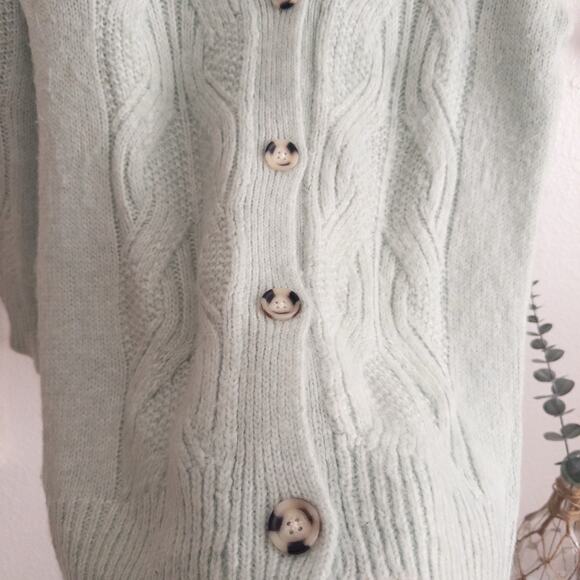A New Day Wool Blend Fisherman Mint Green Cardigan Sweater Size XS - Picture 6 of 9